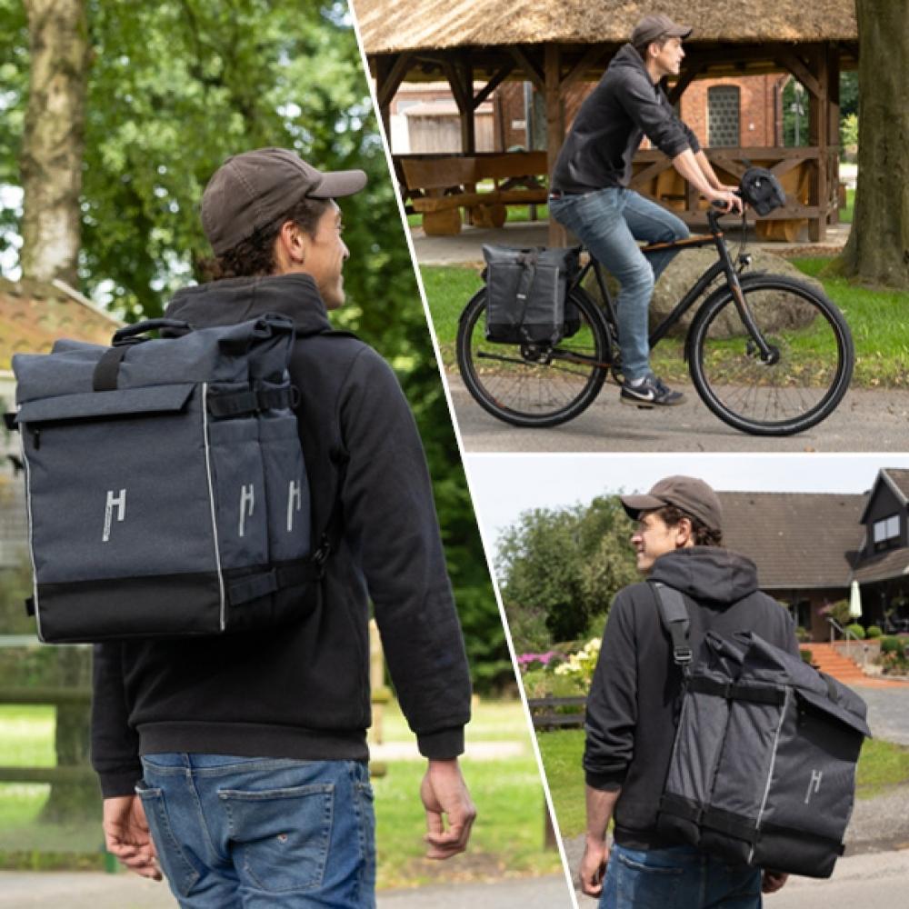 Haberland Rucksack-Doppeltasche Double Loader anthrazit - flexible Gepäckträger- und Rucksacklösung