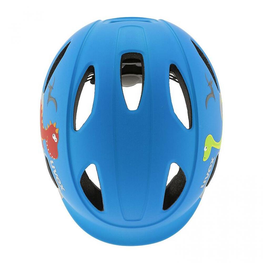 uvex oyo style - Kinder Fahrradhelm - leicht & sicher - In-Mold - xTRA Shield - KID PROtect - LED erweiterbar - Dino Blue Matt - 45-50 cm