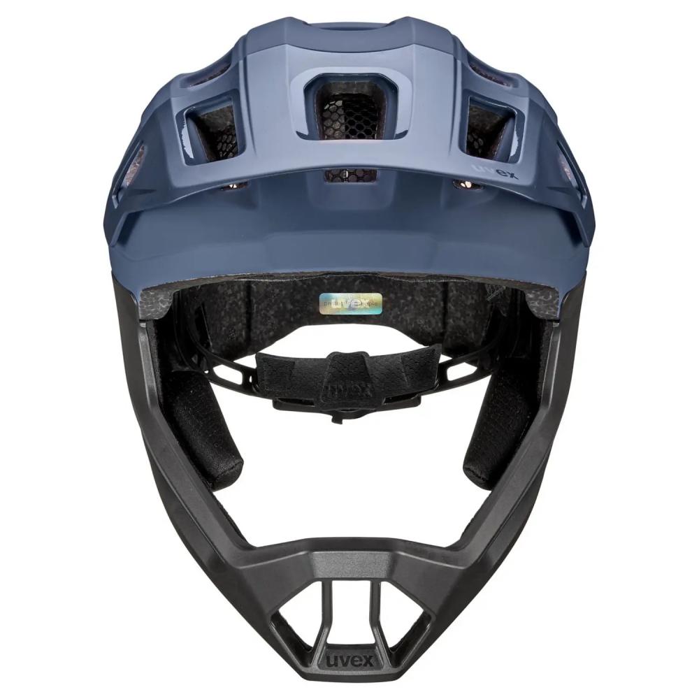 UVEX react jr. Fullface Kinder MTB Fahrradhelm dusk blue matt, 52-56cm, abnehmbarer Kinnbügel, Trail Downhill.