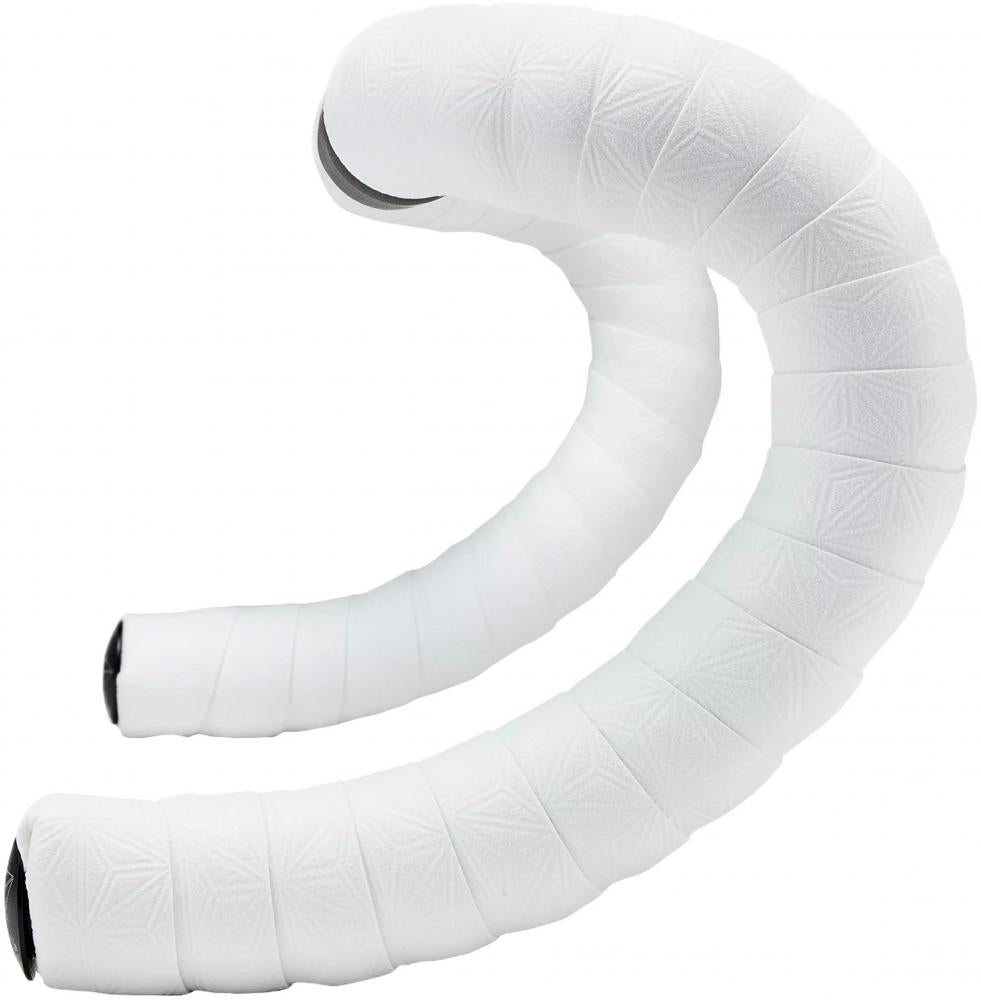 Komfortables Specialized SUAVE Lenkerband in Weiß mit leichter Prägung und schwarzen Endkappen.