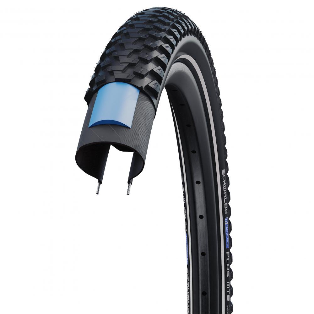 Schwalbe Marathon Plus MTB E-Bike Reifen 27.5x2.25 mit SmartGuard Pannenschutz und Reflexstreifen.