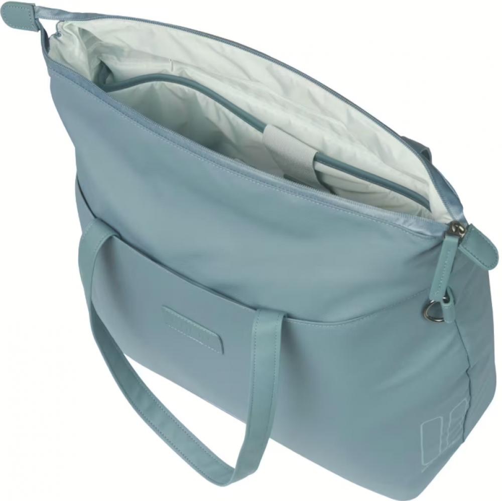 Basil Manhattan Schulter-/Gepäckträgertasche 12 Liter Graphite Blue - wasserfest, gepolstertes Laptopfach, Hook-On System