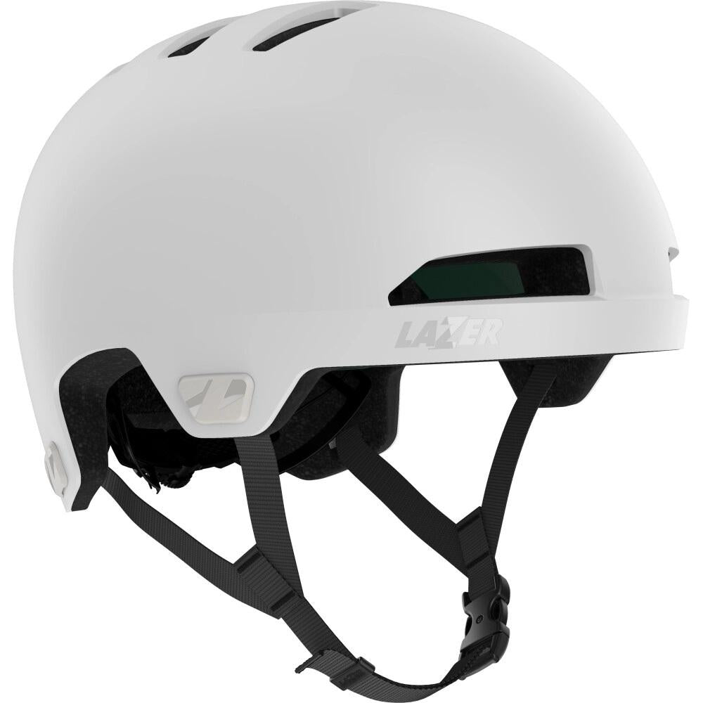Lazer Maze Jr KinetiCore Kinderhelm in Mattweiß, sicherer Fahrradhelm für Kids mit Sticker-Set.