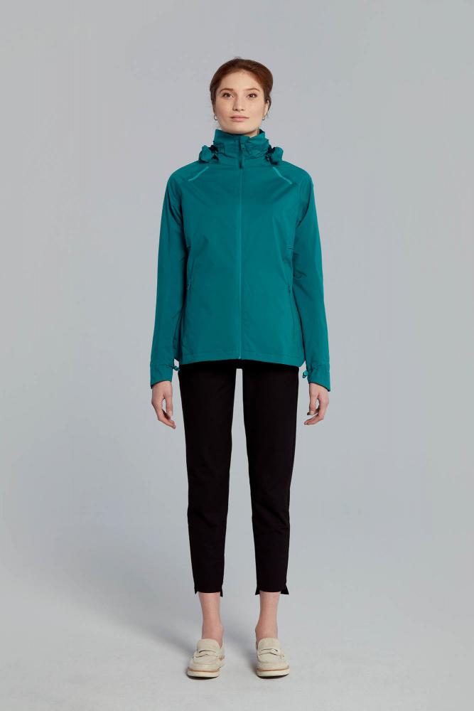 Basil Skane Damen Regenjacke teal green S - atmungsaktiv & wasserdicht (10.000 WP/MVP), T-Fabric mit DWR-Beschichtung, taillierter Schnitt, reflektierend & helmtauglich