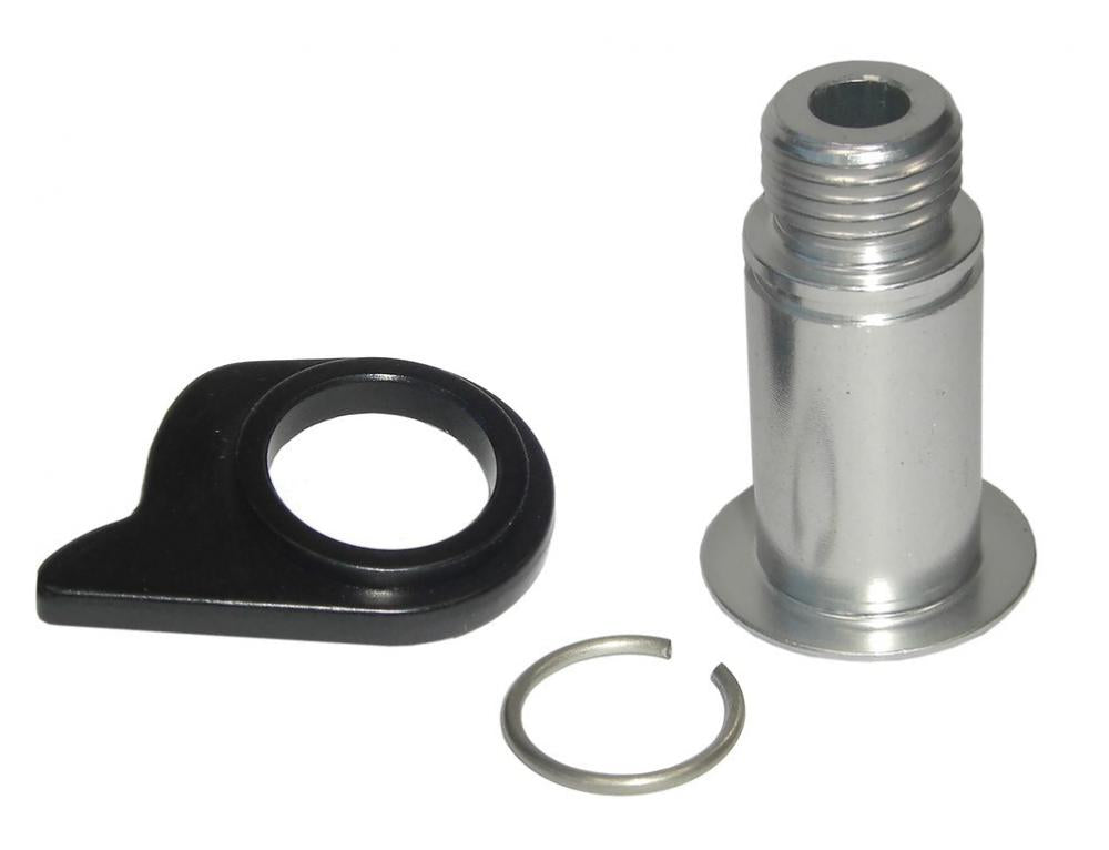 SRAM X.0 Schaltwerkbefestigungsbolzen Set mit schwarzer Halterung und Sicherungsring.