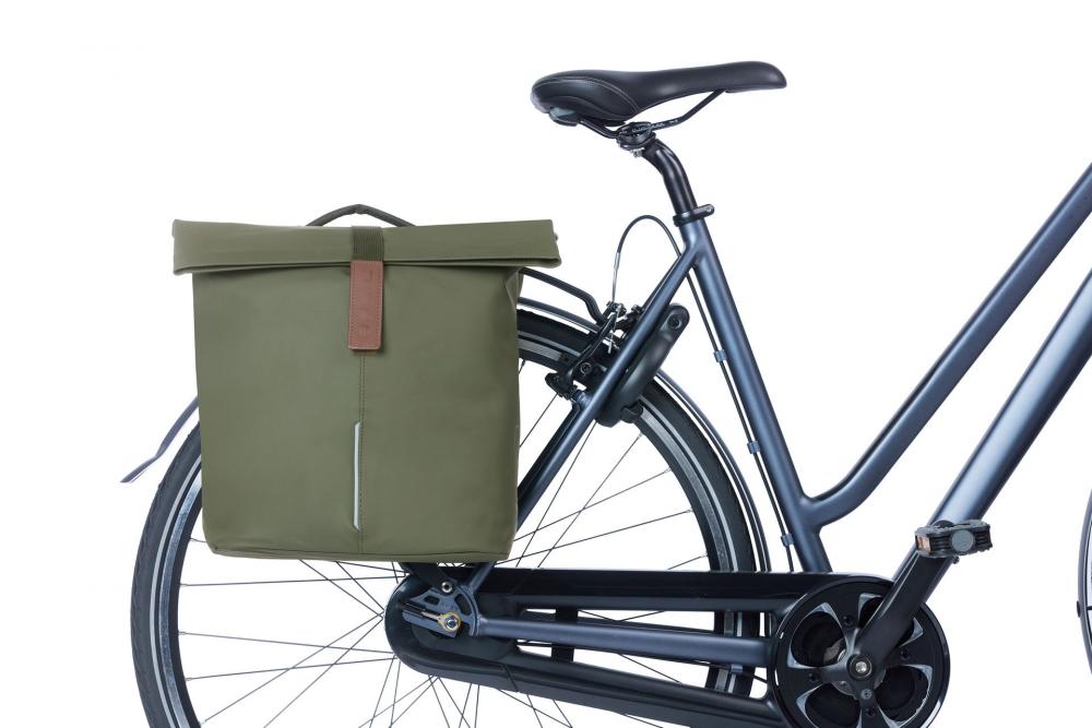 Basil City Double Pannier Bag MIK 2.0 - 28-32 Liter Doppeltasche - Doppelpacktasche - veganes Leder wasserfester Rollverschluss inkl. MIK Adapterplatte