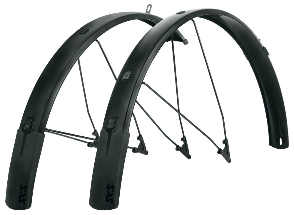 SKS Bluemels Style 28 Schutzblech-Set - 65 mm breit für 27 5-29 Räder schwarz matt flexibler Spoiler ESC-Sicherheitssystem Aluminium-Kunststoff-Sandwichkonstruktion