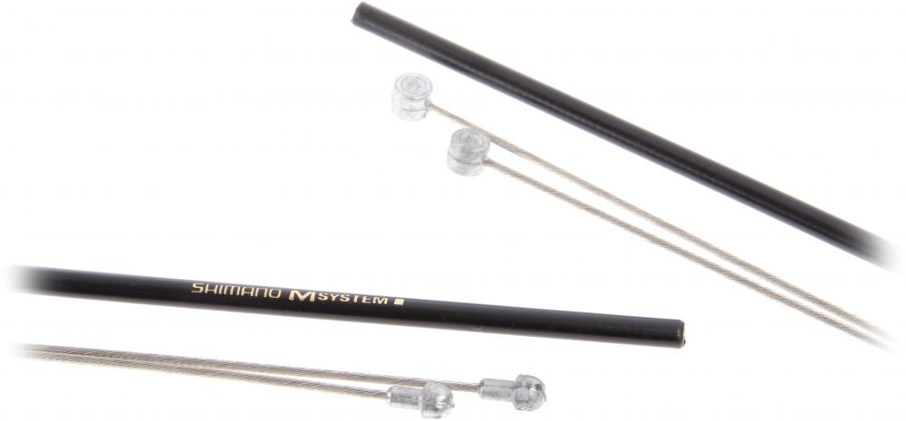 SHIMANO Bremszug-Set Road/MTB Stahl mit schwarzen Außenhüllen und Innenzügen für Rennrad und Mountainbike.