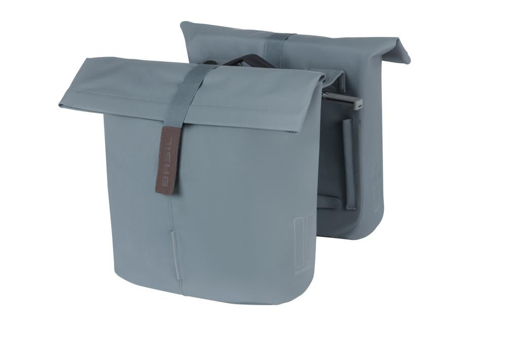 Basil Doppelpacktasche City Double Pannier Bag MIK 2.0 - Fahrrad Doppeltasche 28-32 Liter - wasserfest veganes Leder inkl. MIK-Adapterplatte