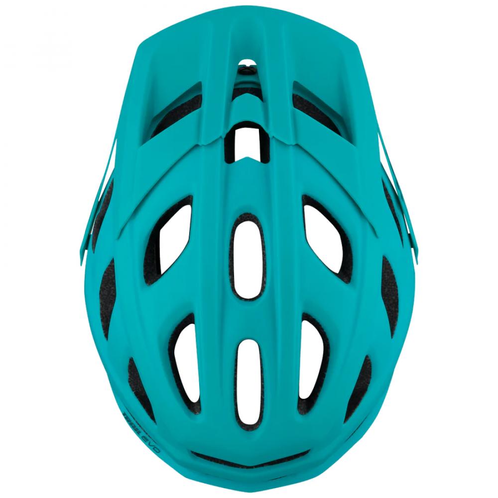 iXS Trail EVO Helm Lagoon: Türkisfarbener All-Mountain-Fahrradhelm mit Belüftungsschlitzen für Trail-Fahrten.