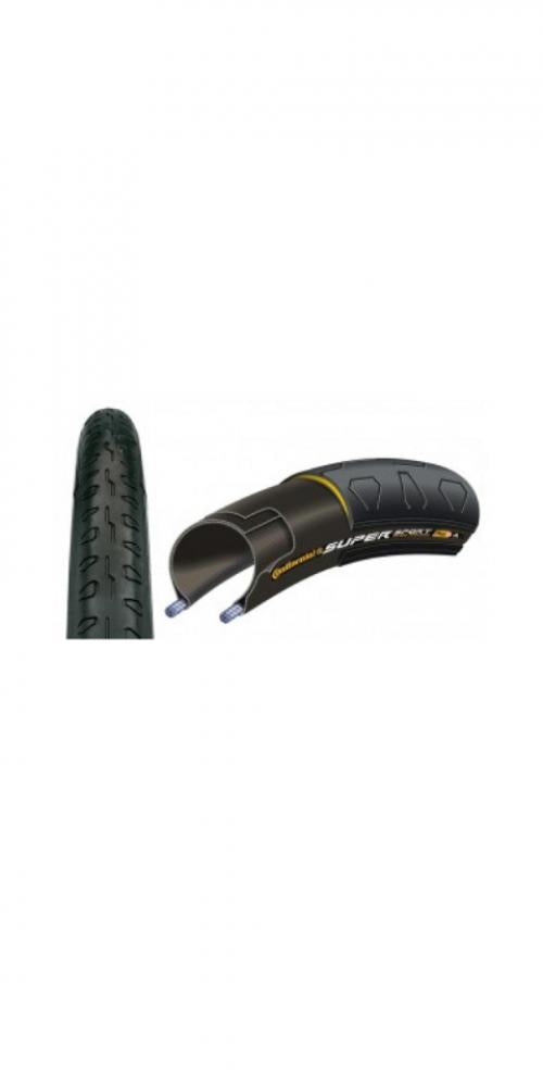 Continental Super Sport Plus Fahrradreifen 28x0.90 Draht, schwarz, mit Profil und Querschnitt.
