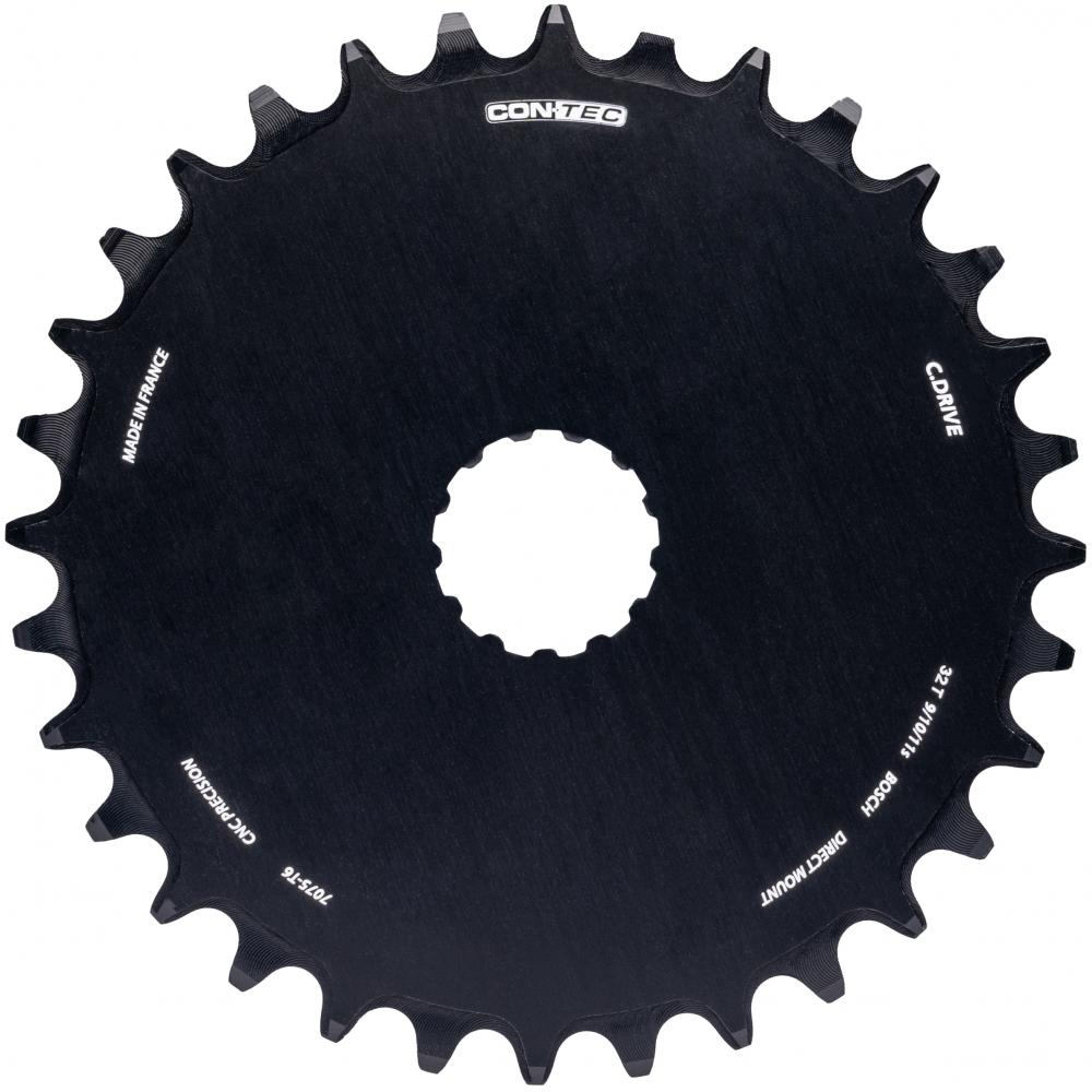 CONTEC Kettenblatt "C.Drive DM"nDirect Mount, 9-/10-/11-fach, 3/32", Narrow-Wide (NW) Zahnprofil, Aluminium 7075, schwarznSB-verpackt, 47,5mm Kettenlinie (Standard), Chainglider kompatibel, passend für Bosch Antrieb Gen. 3, 32 Zähne