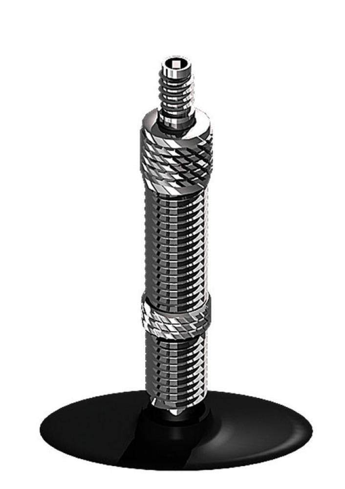 Schwalbe Schlauch DV17 mit 40mm Dunlop Ventil, Nahaufnahme auf weißem Hintergrund