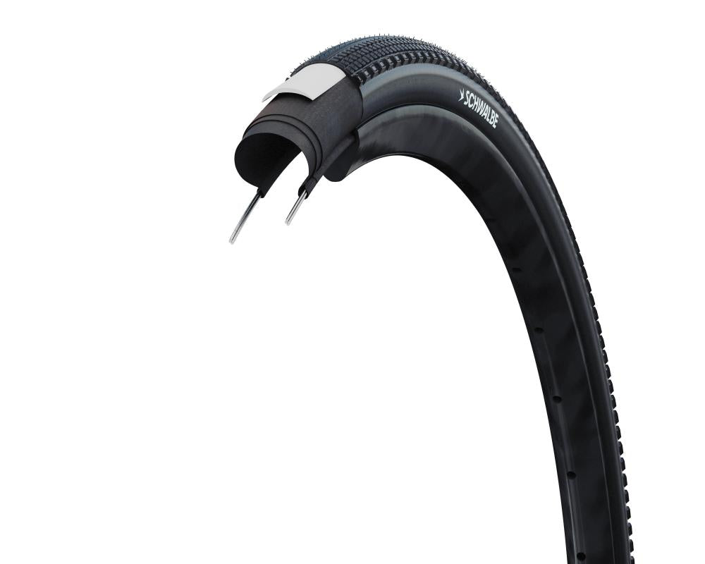Schwalbe G-One Comp Plus ActPunctureGuard 45 Schwarz: Querschnitt des pannensicheren Gravel-Drahtreifens.