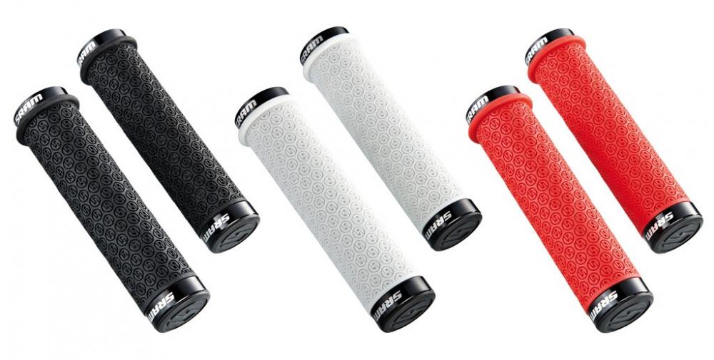 SRAM DH Lockring Griffe, 130 mm, Doppelklemmung in Rot, Schwarz und Weiß.