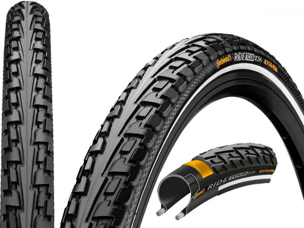 Continental RideTour Fahrradreifen 28x1.40 mit robustem Profil, Reflexstreifen und Pannenschutz.