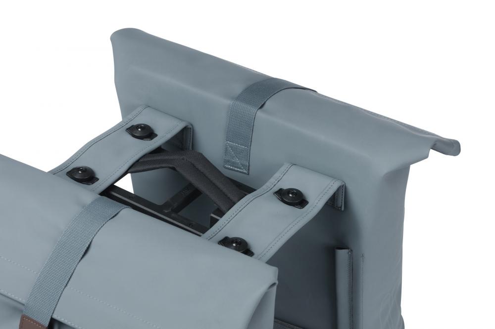 Basil Doppelpacktasche City Double Pannier Bag MIK 2.0 - Fahrrad Doppeltasche 28-32 Liter - wasserfest veganes Leder inkl. MIK-Adapterplatte