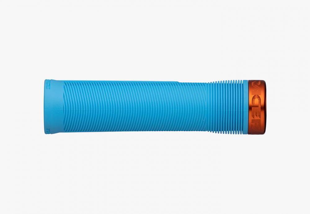 Race Face Chester Lock-On Griff 136/34mm hellblau/orange - sicherer Komfort-Grip für Trail & Enduro