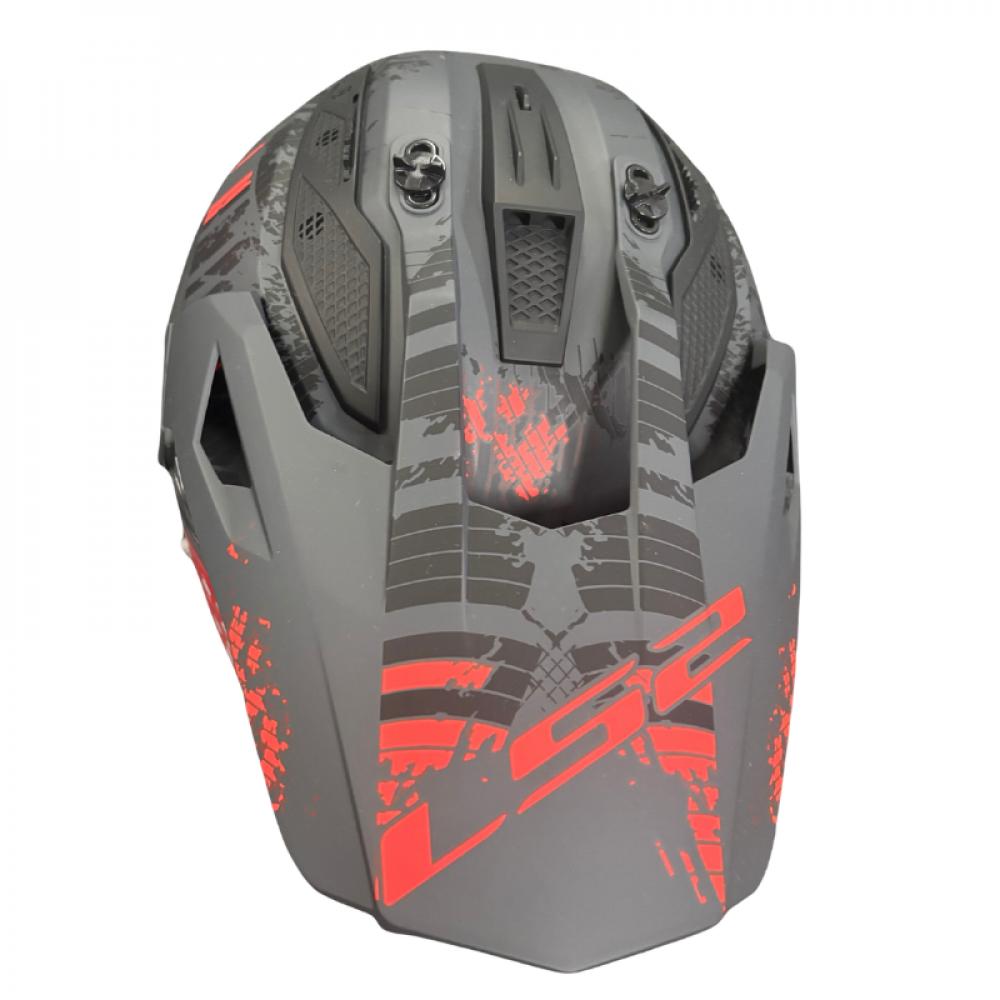 Retoure: LS2 MX702 Pioneer II Crazy Motorradhelm Schwarz/Grau/Rot Größe M