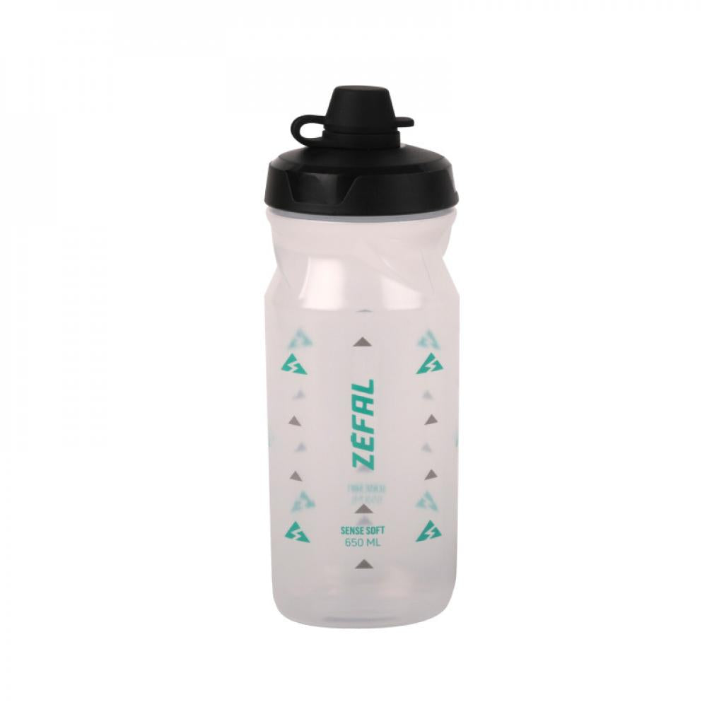 Zéfal Trinkflasche Sense Soft No-Mud Transparent 650 - sauberes Trinksystem mit Spritzschutz