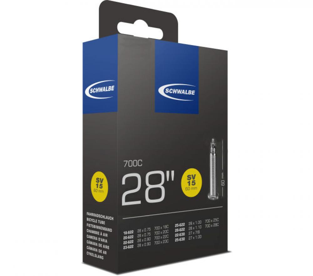 Schwalbe Fahrradschlauch SV15 extra lang 60mm Ventil 28 Zoll / 700C (28x0.75-1.10) in Box.