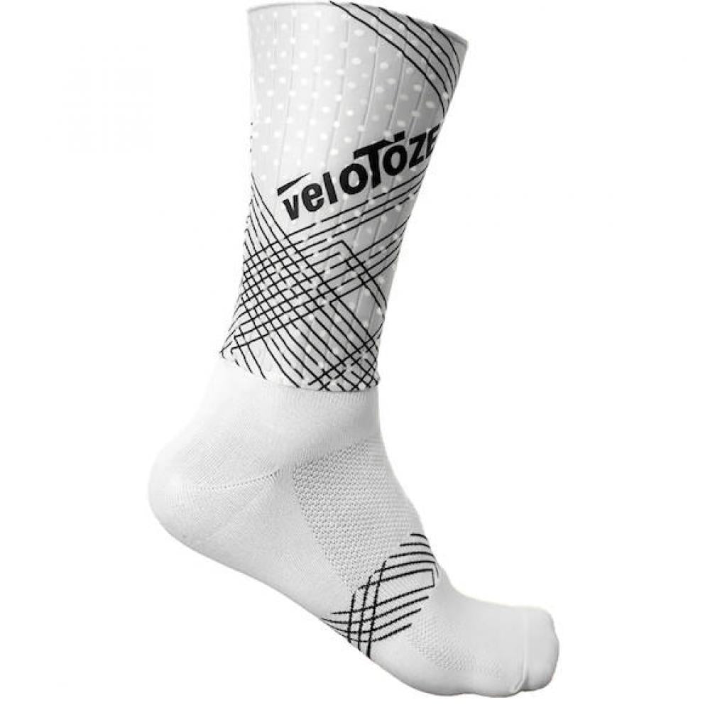 VeloToze Socken Aero weiß L/XL - aerodynamische Rennradsocken für maximalen Speed