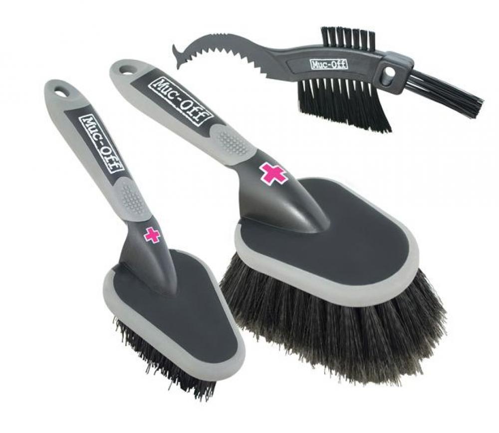 Muc-Off 3x Brush Set - Premium Bürstenset für Fahrradreinigung, 3-teilig, Schwarz