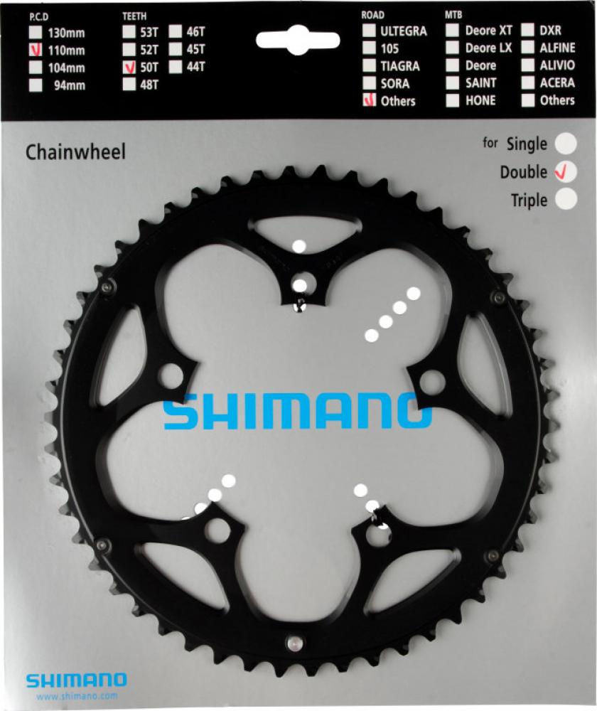 SHIMANO Kettenblatt SORA FC-R345 50 Zähne Schwarz - präziser Antrieb für Rennräder