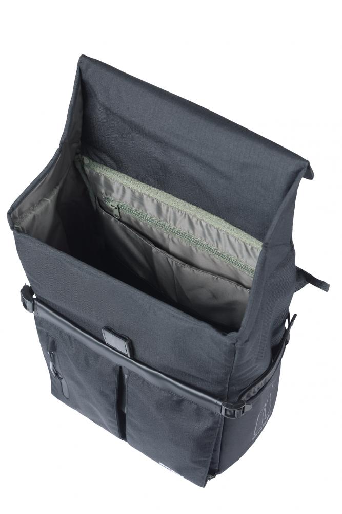 Basil Move Einzelpacktasche MIK Studs 15 Liter - schwarze Einzeltasche mit Laptopfach & Regenhülle