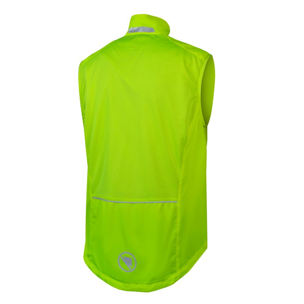 Endura Hummvee Weste L, Neon-Gelb - winddichte Weste mit Netzrücken, PFC-freier DWR-Imprägnierung, verstellbarem Saum & Reflektoren