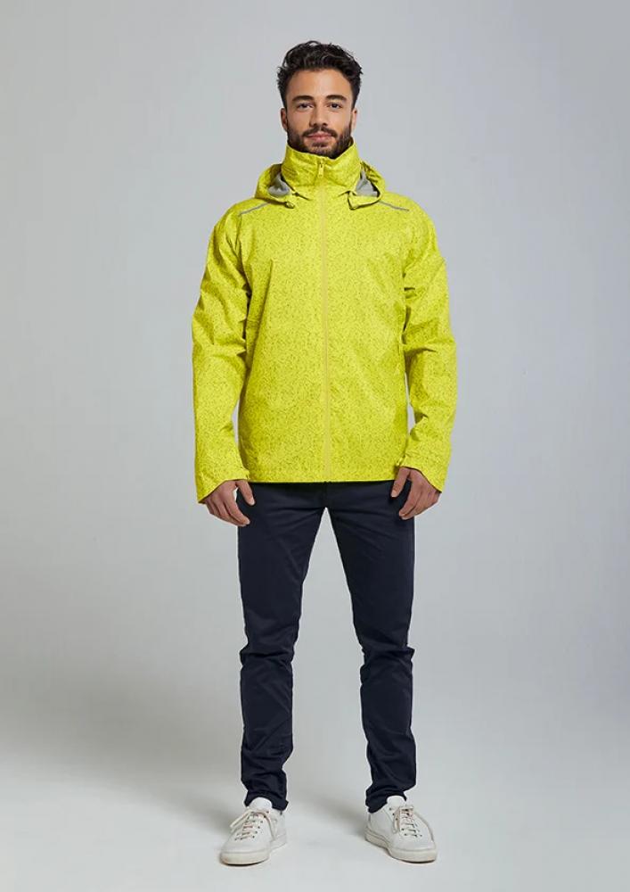 Basil Skane HiVis Herren Regenjacke neongelb L - 360° reflektierend, wasserdicht & atmungsaktiv (10.000 WP/MVP), Bionic Finish® Eco, ergonomischer Schnitt & helmtaugliche Kapuze