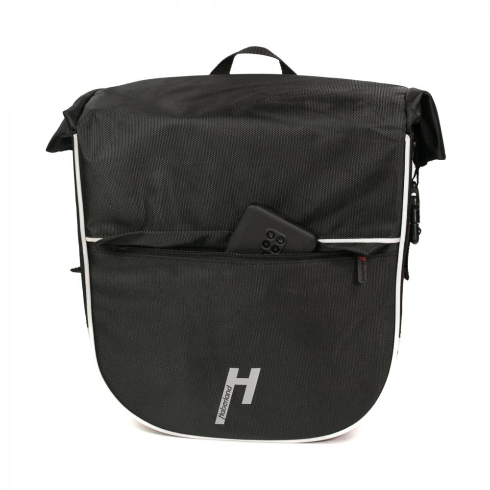 Haberland Frontträger-Tasche eMotion schwarz - stabile Lenkertasche mit Rollverschluss