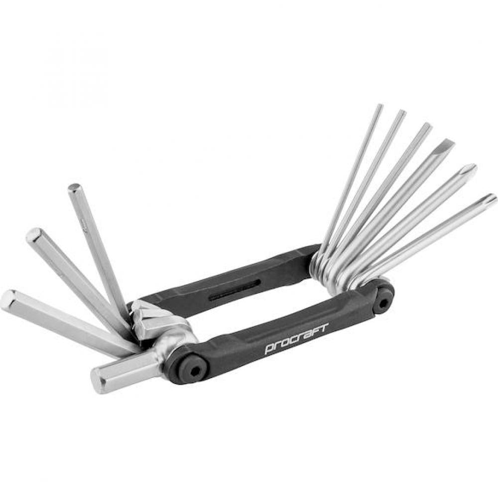 Procraft Werkzeug Multi Essential 10 Funktionen Schwarz - kompaktes Multitool fürs Bike