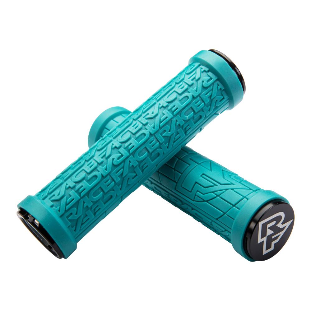 Race Face Grippler Lock-On Griffe 33mm in Türkis. Mountainbike-Griffe für sicheren Halt und Komfort.