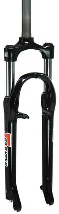 Schwarze SR Suntour SF15 M3010 Federgabel 24 Zoll mit 40mm Federweg und A-head Gabelschaft.