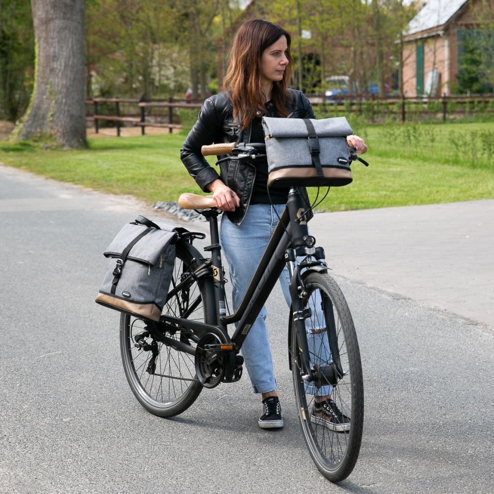 Haberland Einzeltasche Melan I grau - praktische Fahrradtasche mit Kompaktschiene