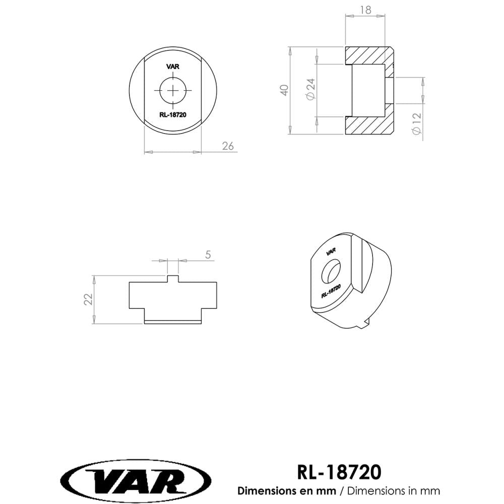 VAR Freilaufkörperabzieher RL-18720 - Spezialwerkzeug für 1/2/3-fach-Freilauf und Vélosolex
