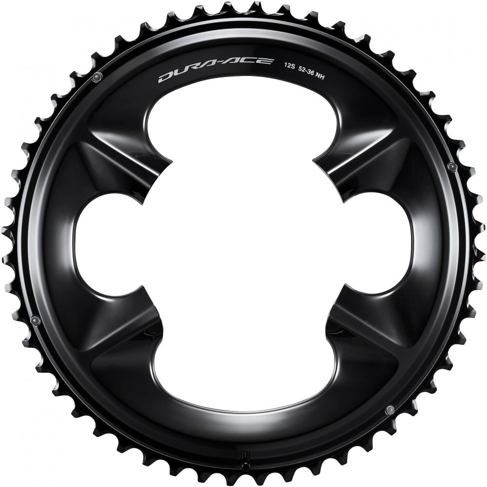 Schwarzes Shimano DURA-ACE FC-R9200 12-fach Rennrad Kettenblatt, 50 Zähne für maximale Effizienz.