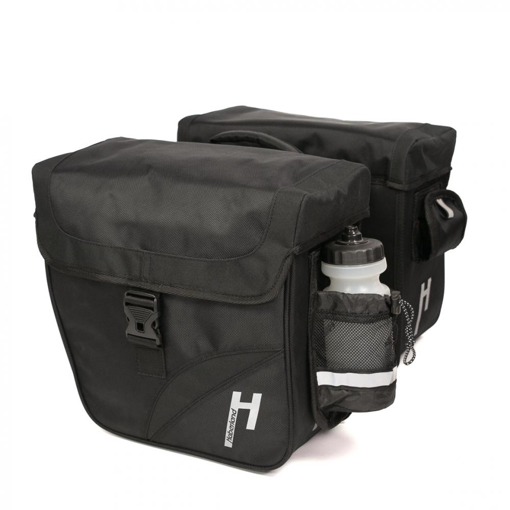 Haberland Doppeltasche Carry On schwarz, 31l, geräumige Fahrradtasche für Alltag und Tour mit Wasserflasche.