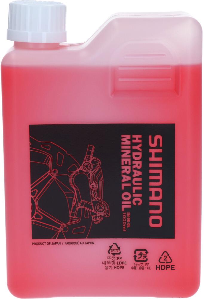Rote 1L Shimano Mineralöl Hydrauliköl Flasche für Scheibenbremsen, Original Bremsflüssigkeit, hohe Hitzebeständigkeit.