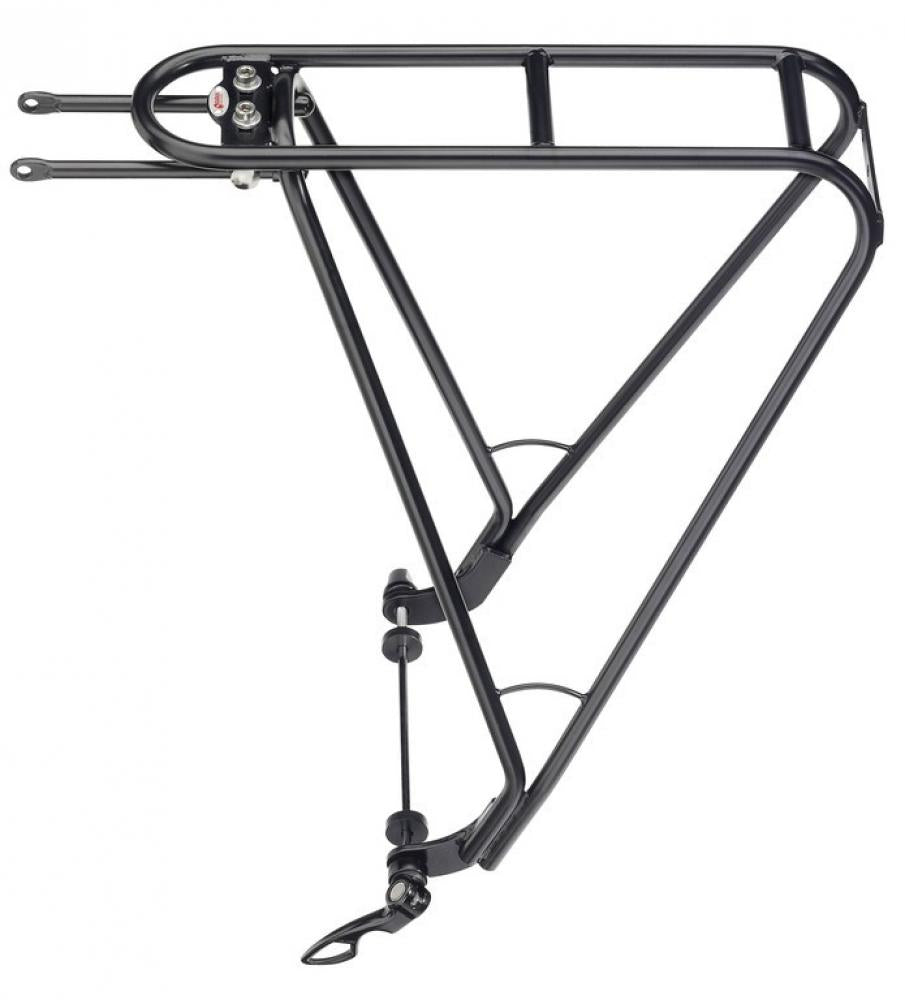 Stabiler Tubus DISCO Lowrider Gepäckträger schwarz für 26-28 Zoll Fahrräder mit Scheibenbremsen.