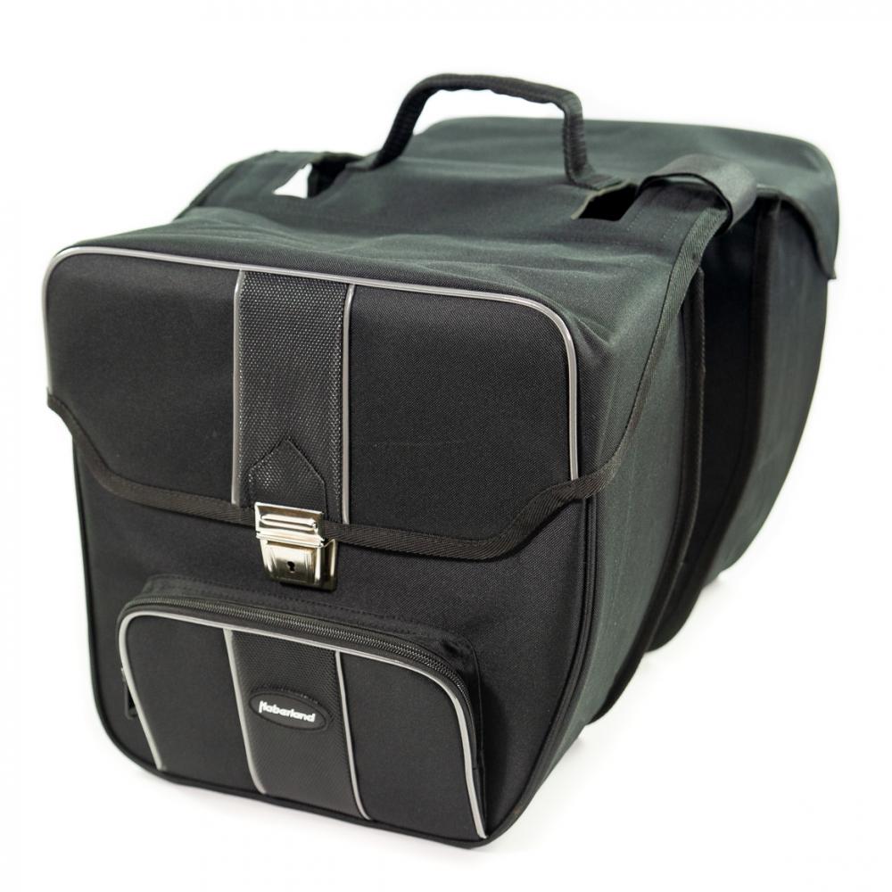 Haberland Doppeltasche 31l Safe schwarz: Geräumige Fahrradtasche mit Reflektoren für Alltag und Touren.