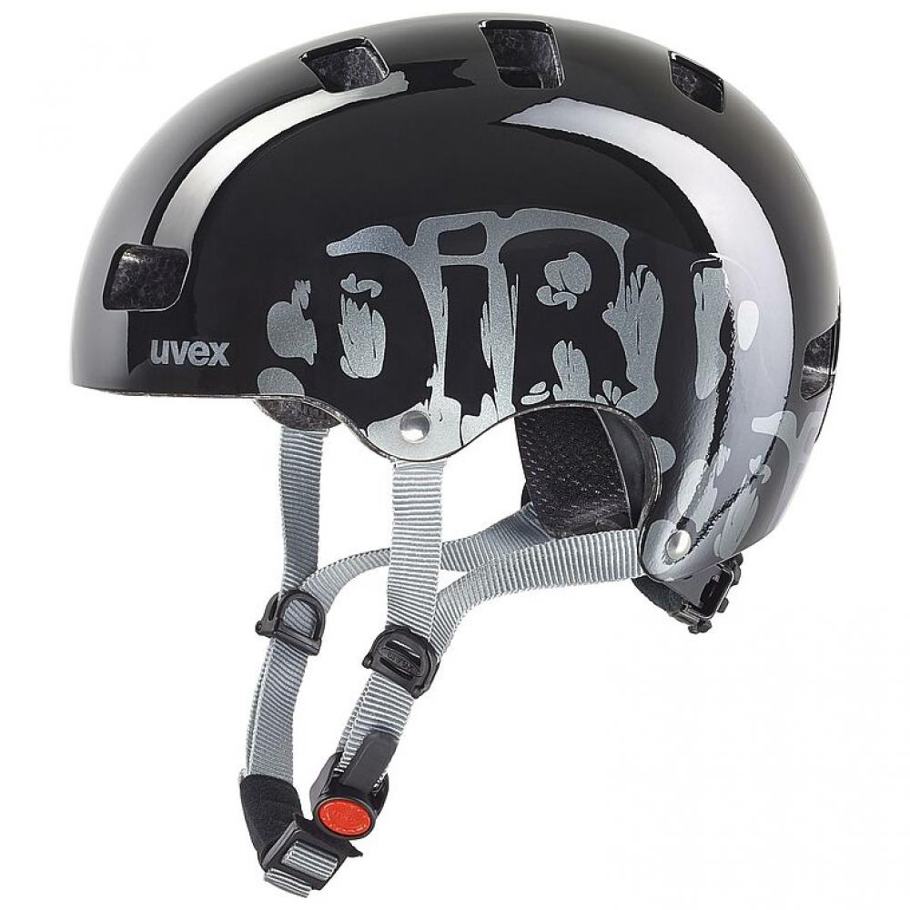 Uvex Kid 3 Dirtbike Kinder-Fahrradhelm schwarz 51-55cm, robuster Hartschalenhelm mit IAS, Monomatic & 10 Lüftungen.