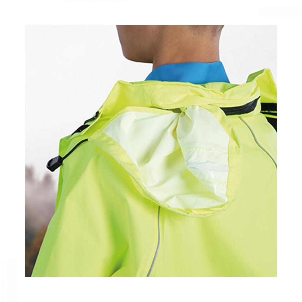 Chiba Regenjacke Rain Kids neongelb Größe M - wasserdichte und winddichte Kinder-Fahrradjacke, atmungsaktiv, mit reflektierenden Elementen für bessere Sichtbarkeit, leicht und kompakt verstaubar