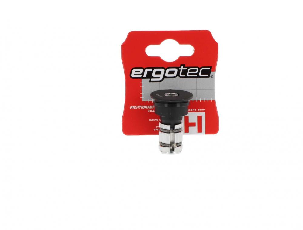 Ergotec Lenkerend-Adapter M-88 schwarz-silber auf roter Verpackung, Fahrradzubehör.