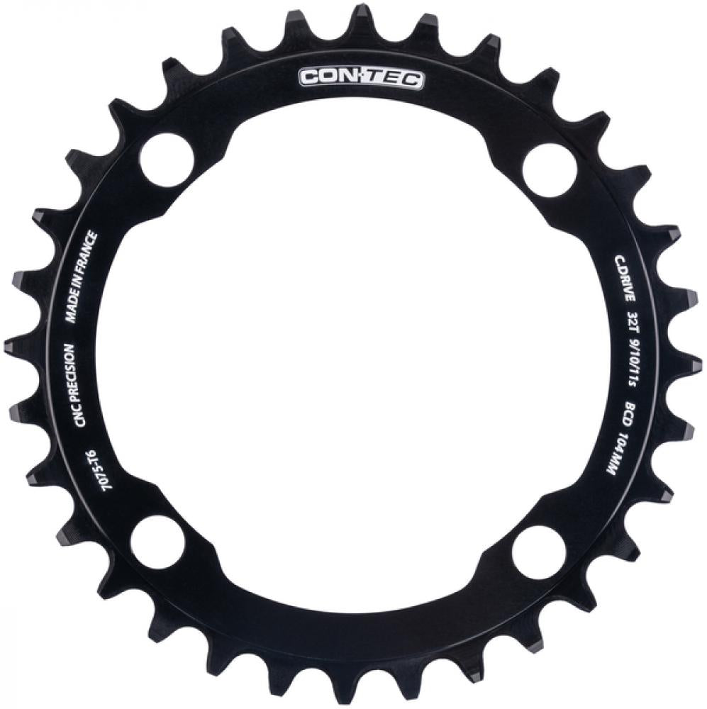 CONTEC Kettenblatt "C.Drive B"n4-Arm, 104mm Lochkreis, 9-/10-/11-fach, 3/32", Narrow-Wide (NW) Zahnprofil, Aluminium 7075, schwarznSB-verpackt, passend für Bosch Antrieb Gen.1, Gen.3 und Gen.4, 32 Zähne