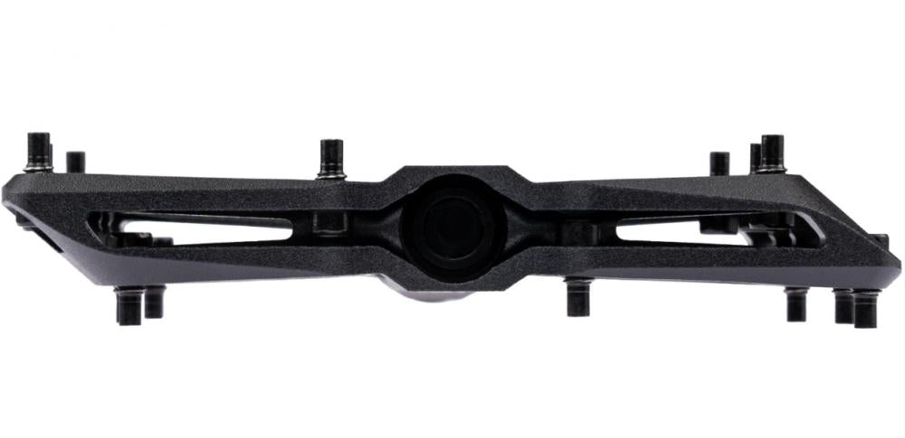 ERGOTEC Pedal EP-P 9/16 Zoll Aluminium CNC schwarz, konkave Trittfläche 105x110mm mit Pins, Nadellager Gleitlager, rutschfest