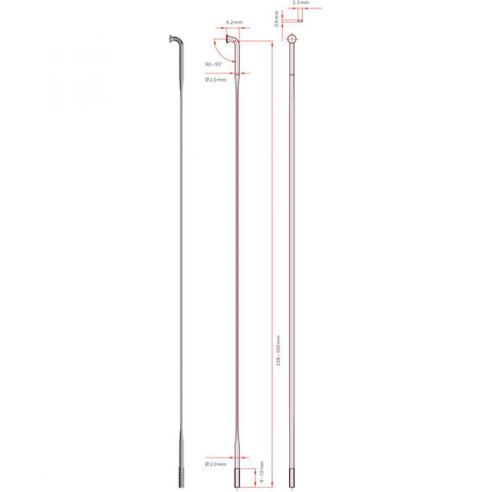 DT Swiss Speiche Aerolite 2.0 / 2.3 302 mm schwarz - ultraleichte Aero-Speiche