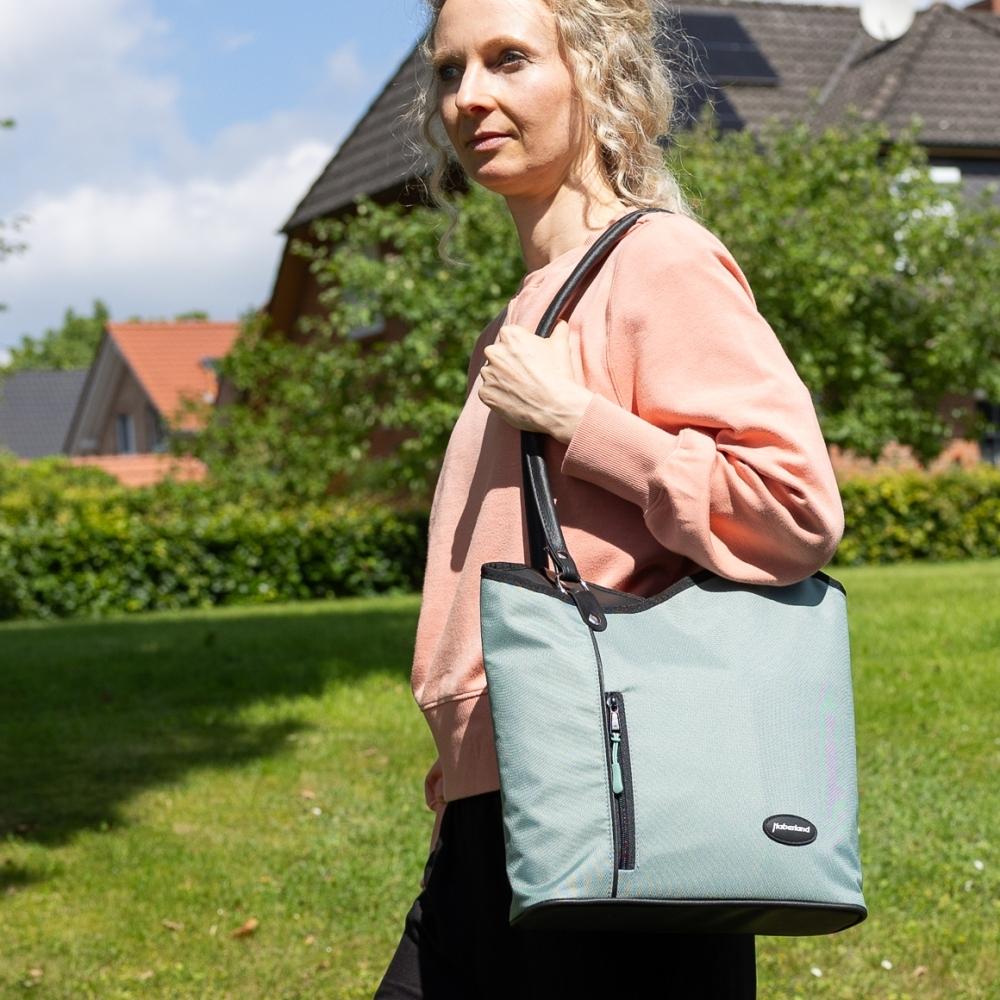 Haberland Lenkertasche Melanie salbei/schwarz - flexible Rucksack-Lenkertasche für Alltag & Tour