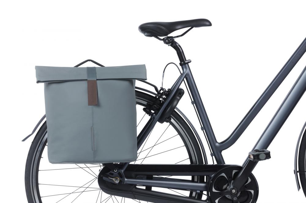 Basil Doppelpacktasche City Double Pannier Bag MIK 2.0 - Fahrrad Doppeltasche 28-32 Liter - wasserfest veganes Leder inkl. MIK-Adapterplatte